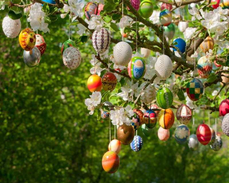 Bunt und rund: Farbenfrohe Ostereier glänzen mit zarten Frühlingsblüten um die Wette  